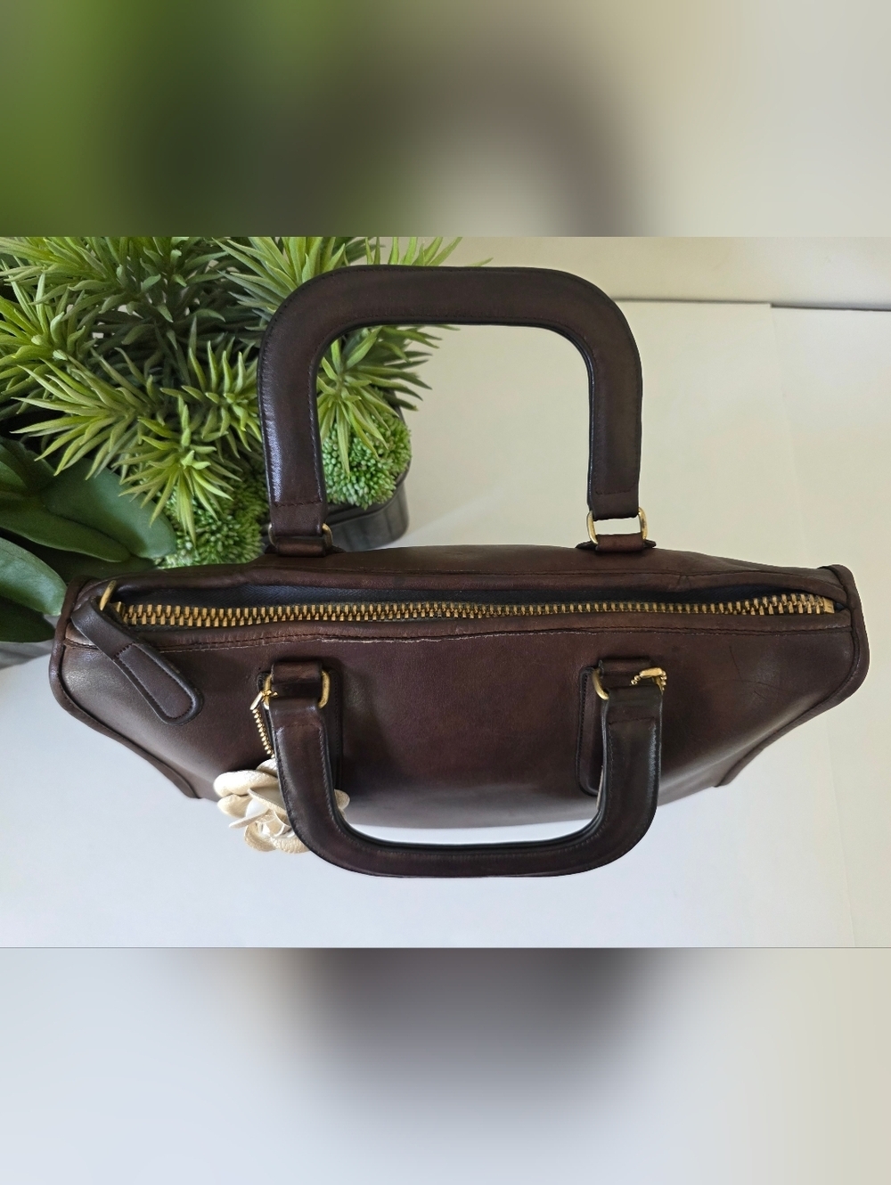 Vintage Coach Slim Satchel NYC Mahogany Glove Tanned Leather Top Handle Brief - Picture 4 of 16